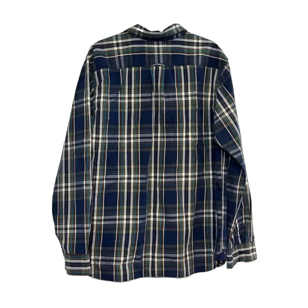 The North Face Shirt Men's XL Blue Plaid Button Down Long Sleeve Cotton Shirt